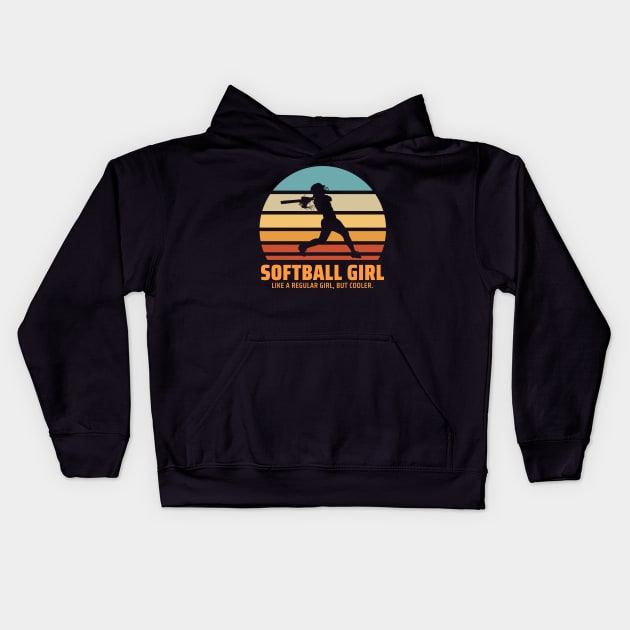 softball girl Kids Hoodie by meihera artworks